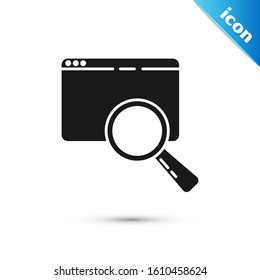 Black Search in a browser window icon isolated on white background.  Vector Illustration