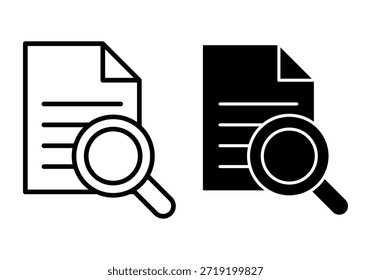 Black search file icons for looking up documents scanning content locating sheets exploring records and retrieving information easily.