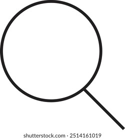 The black search icon features a magnifying glass symbolizing search and discovery. Its minimalist design makes it versatile for use in websites, apps, and digital interfaces.