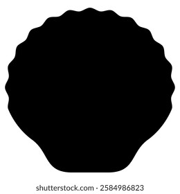 Black seashell silhouette suitable for beachthemed designs, ocean conservation materials, marine biology projects, and summerthemed graphics.