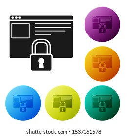Black Secure your site with HTTPS, SSL icon isolated on white background. Internet communication protocol. Set icons colorful circle buttons. Vector Illustration