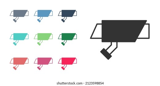 Black Security camera icon isolated on white background. Set icons colorful. Vector