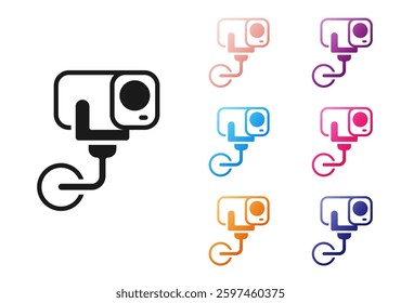 Black Security camera icon isolated on white background. Set icons colorful. Vector