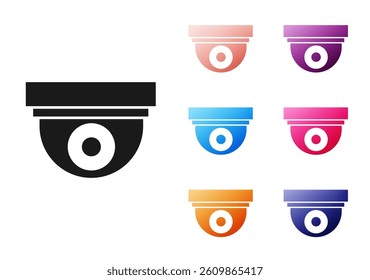 Black Security camera icon isolated on white background. Set icons colorful. Vector