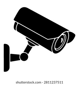 Black security camera mounted on wall, used for surveillance and security monitoring in various environments.