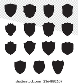 Black Security and Football Badge in Police Badge Shape: Vector Military Shield Silhouettes, Illustration Shield Shape Protection.
