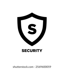 Black security shield logo icon. Vector illustration