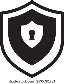 Black security shield vector outline