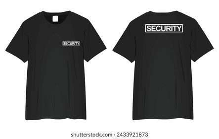 Black security t shirt. vector illustration