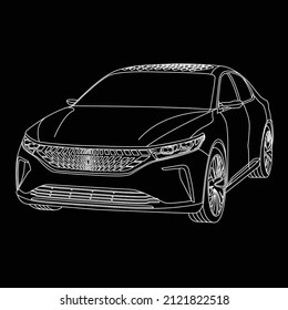 Coche sedán negro, vector 3D, togg