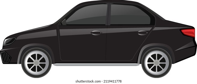 Black sedan car isolated on white background illustration