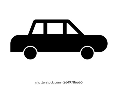 Silhouette de voiture berline noire sur fond blanc. Image d'art au clip isolée sur fond flou.