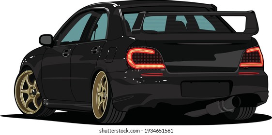 Black sedan custom car vector illustration