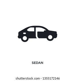 black sedan isolated vector icon. simple element illustration from transportation concept vector icons. sedan editable logo symbol design on white background. can be use for web and mobile