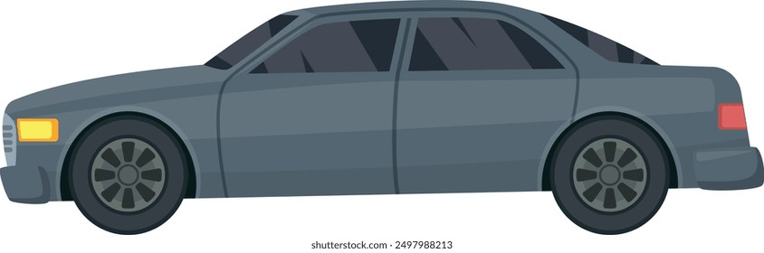 Black sedan side view. Car color icon