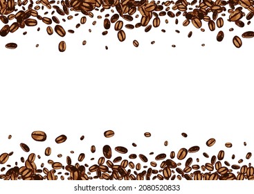 Black Seed Organic Vector White Background. Sketch Arabic Backdrop. Dark Graphic Espresso Coffee Cover. Drawn Grain Banner.