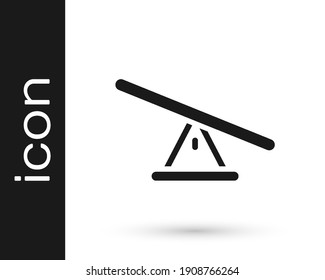 Black Seesaw icon isolated on white background. Teeter equal board. Playground symbol.  Vector