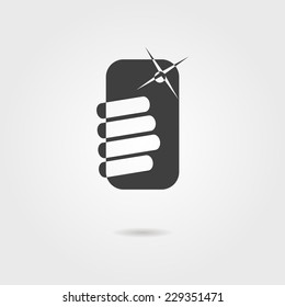black selfie icon with shadow. isolated on stylish grey background. trendy modern vector illustration