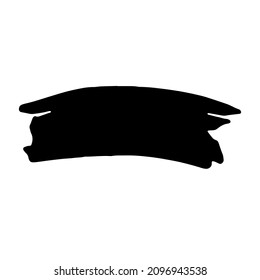 Black semicircular stain of paint isolated on a white background. Hand-drawn spot of paint, ink. Blotch drawn with a brush or felt-tip pen for backgrounds, substrates, basics. Vector illustration