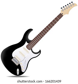 The black semi-hollow electric guitar