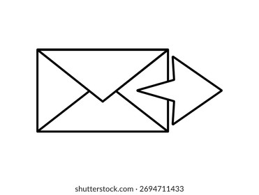 Black send email icon on white background