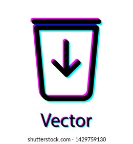 Black Send to the trash line icon isolated on white background. Vector Illustration