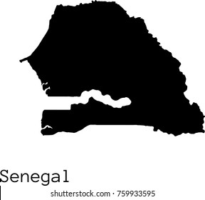 Black Senegal map vector silhouette
