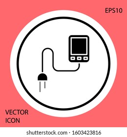 Black Sensor icon isolated on red background. White circle button. Vector Illustration