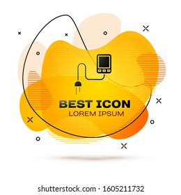 Black Sensor icon isolated on white background. Abstract banner with liquid shapes. Vector Illustration