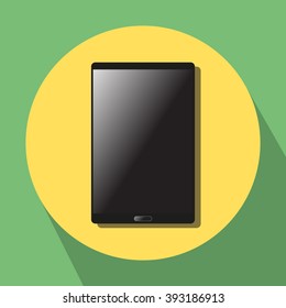 black sensor tablet/phablet on yellow-green background