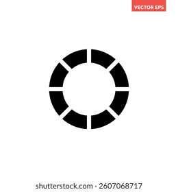 Black separate doughnut graph pie charts icon, 8 parts. Morden flat design vector business circular diagram, infographic for ads app logo button banner ui ux web isolated on white background