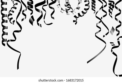 Black serpantine isolated on white background. Black Friday banner. Hanging different serpentine