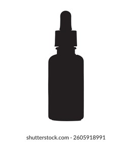 Black Serum bottle silhouette vector illustration on white background