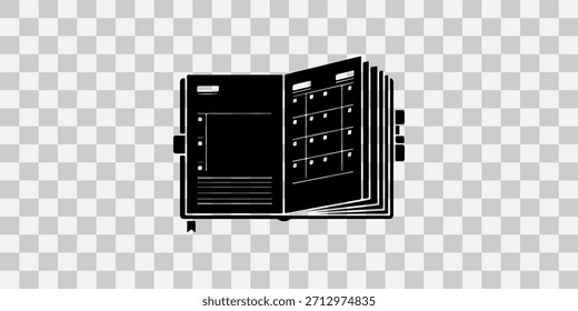 Ilustração do gabinete do servidor preto no plano de fundo transparente