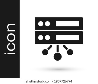 Black Server, Data, Web Hosting icon isolated on white background.  Vector