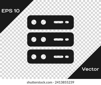 Black Server, Data, Web Hosting icon isolated on transparent background.  Vector