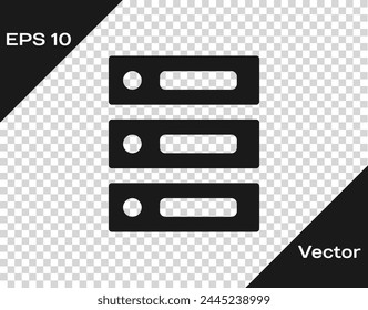 Black Server, Data, Web Hosting icon isolated on transparent background.  Vector Illustration