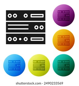 Black Server, Data, Web Hosting icon isolated on white background. Set icons in color circle buttons. Vector Illustration