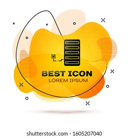Black Server icon isolated on white background. Adjusting app, service concept, setting options, maintenance, repair, fixing. Abstract banner with liquid shapes. Vector Illustration