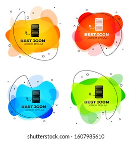 Black Server icon isolated on white background. Adjusting app, service concept, setting options, maintenance, repair, fixing. Set abstract banner with liquid shapes. Vector Illustration