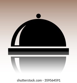 Black Server icon. Vector illustration with reflection