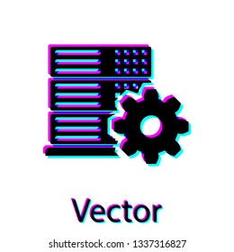 Black Server setting icon isolated on white background. Vector Illustration