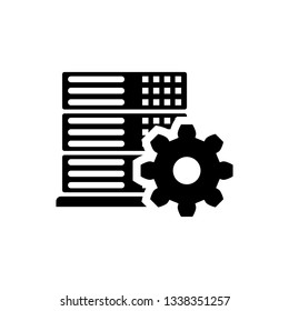 Black Server setting icon isolated on white background. Vector Illustration
