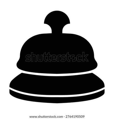 Black service bell icon, reception desk call button, concierge desk assistance symbol, hospitality vector illustration