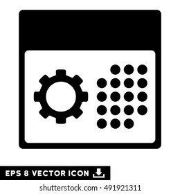 Black Service Calendar EPS vector icon. Illustration style is flat iconic symbol on a white background.