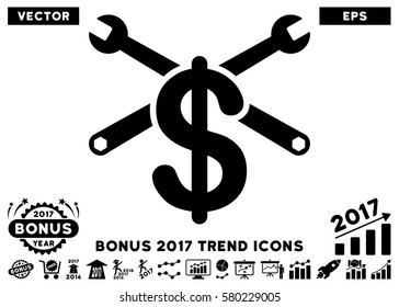 Black Service Price pictogram with bonus 2017 year trend pictograms. Vector illustration style is flat iconic symbols, white background.