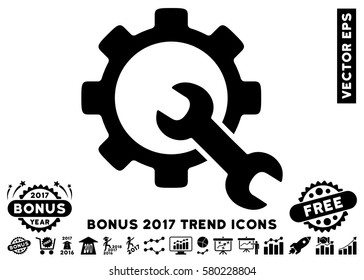 Black Service Tools icon with bonus 2017 year trend pictures. Vector illustration style is flat iconic symbols, white background.