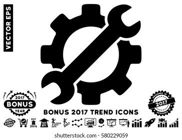 Black Service Tools pictograph with bonus 2017 year trend elements. Vector illustration style is flat iconic symbols, white background.