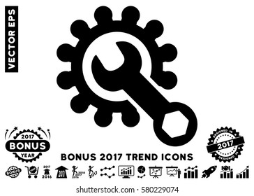 Black Service Tools pictograph with bonus 2017 trend pictograms. Vector illustration style is flat iconic symbols, white background.
