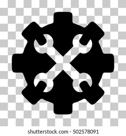 Black Service Tools toolbar pictogram. Vector pictogram style is a flat symbol on chess transparent background.